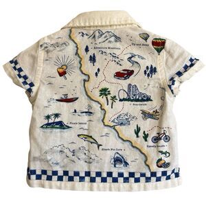 Old Navy Baby Boy Linen Blend Shirt Size 0-3 Month Printed Adventure Travel